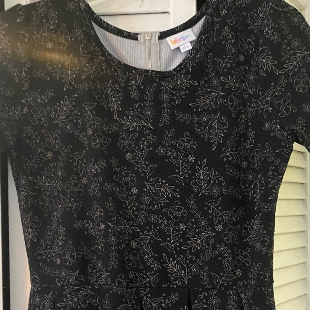LuLaRoe Black and Gray Floral Midi Dress